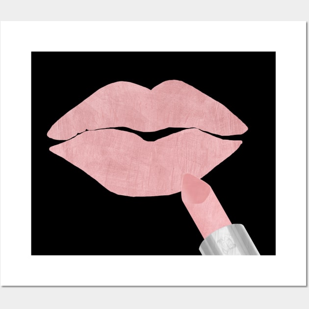 Pink Lipstick Kiss Wall Art by LittleBean
